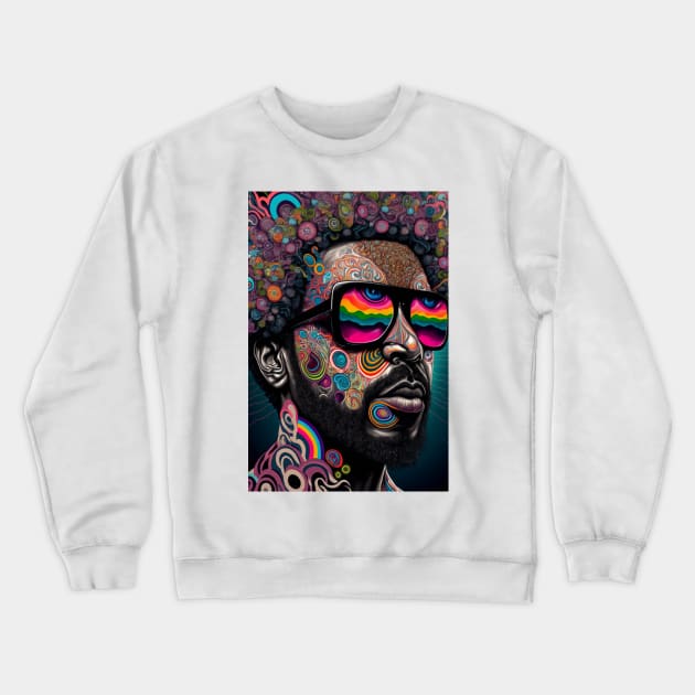 A person wearing sunglasses-funk art Crewneck Sweatshirt by Artisticwalls